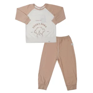 Bộ quần áo dài tay bé trai KidsPlaza Otis in cún ND25T (Nâu be)